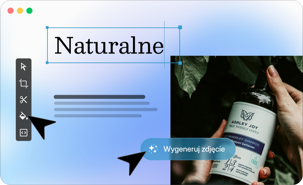 Edycja tekstu i generowanie zdjęć AI w interfejsie kreatora WebWave